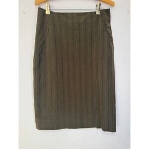 New York & Co Pinstripe Pencil Skirt Womens Olive Brown Size 4 Workwear Office